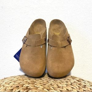 Birkenstock Boston mule clog tan suede 38
